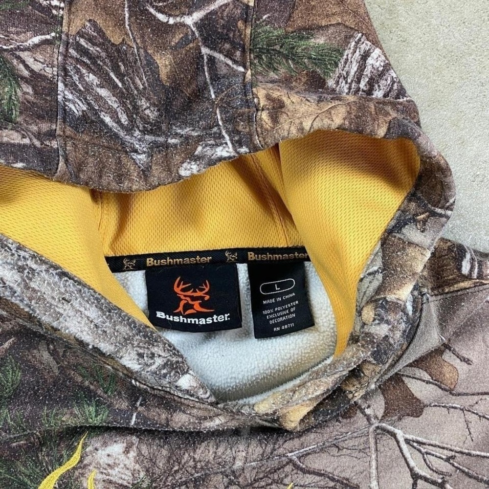 Vintage Bushmaster Real‎ Tree Camo Sweatshirt Size Large Brown Hoodie Outdoor - Picture 2 of 4